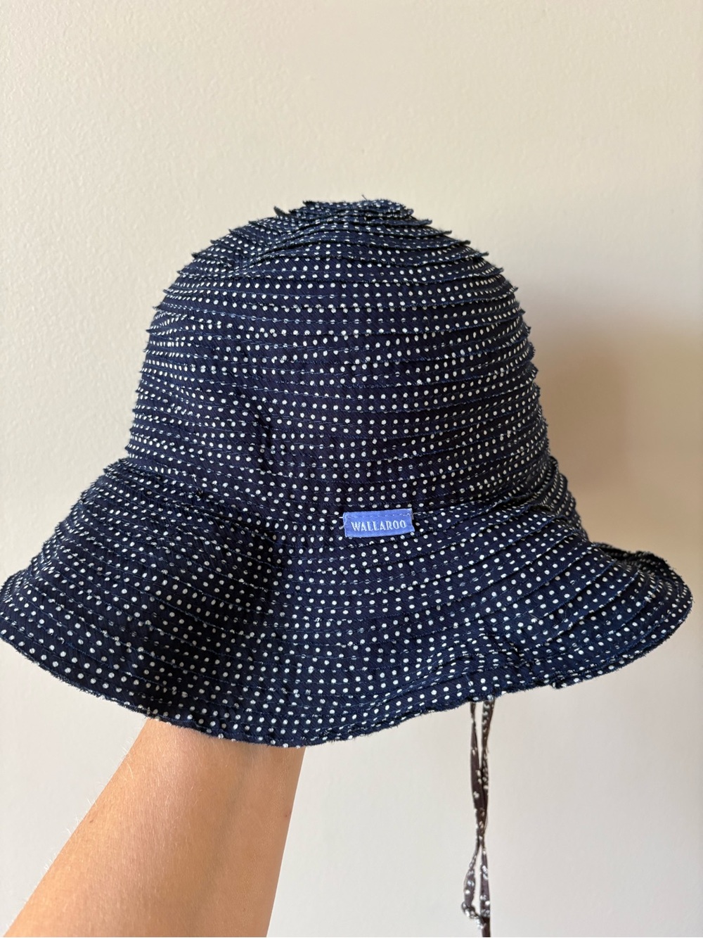 Wallaroo Women's Scrunchie Hat Navy/White Dots Packable UPF 50+ Adjustable